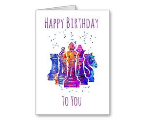 Chess Birthday Card Happy Birthday Watercolour effect (envelope included)