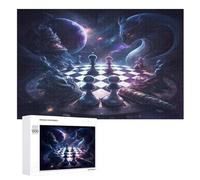 Chess Board 1000 Pieces Wooden Jigsaw Puzzle for Adults Puzzles Brain Exercise Challenge High Difficulty Game for Kids （75×50cm）