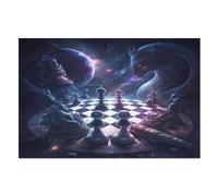 Chess Board 1000 Pieces Wooden Jigsaw Puzzle for Adults Puzzles Brain Exercise Challenge High Difficulty Game for Kids （75×50cm）