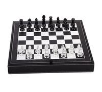 Chess Board Black And White Glass Crystal Chess Set Game 2 Extra Queens With 13.2" Chessboard Board Games For Kids And Adults Chess Game