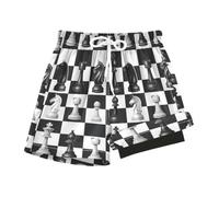 Chess Board Boys Swim Trunks Quick Dry Compression Liner for 9-11 Years