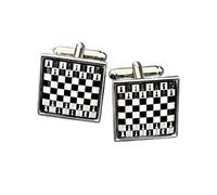 Chess Board Cufflinks | Unique Black and White Gift for Chess Player & Strategist | Best Man & Groomsmen Present | Stylish Monochrome Intellectual Game Accessory