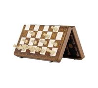 Chess Board Folding Design - Magnetic Wooden Chess and Checkers Set - Interactive Toys Travel Activities for Coffee Table Classroom Car Trip Park Waiting Room Family Night