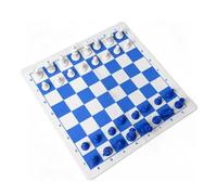 Chess Board Game Non-Slip Base Educational Wooden Set for Family Game Nights 35x35cm (White and Blue)