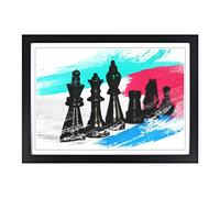 Chess Board Game Pieces (1) V2 Framed Print | A2 Black Framed Wall Art | Ready to Hang | Modern Video Game Picture | Living Room Bedroom Lounge Office