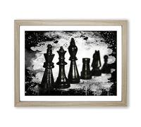 Chess Board Game Pieces No.1 Modern CB Framed Print | A3 Oak Framed Wall Art | Ready to Hang | Modern Video Game Picture | Living Room Bedroom Lounge Office