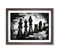 Chess Board Game Pieces No.1 Modern CB Framed Print | A4 Walnut Framed Wall Art | Ready to Hang | Modern Video Game Picture | Living Room Bedroom Lounge Office