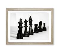 Chess Board Game Pieces No.1 Modern Framed Print | A2 Oak Framed Wall Art | Ready to Hang | Modern Video Game Picture | Living Room Bedroom Lounge Office