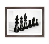 Chess Board Game Pieces No.1 Modern Framed Print | A2 Walnut Framed Wall Art | Ready to Hang | Modern Video Game Picture | Living Room Bedroom Lounge Office