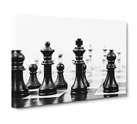 Chess Board Game Pieces No.2 Canvas Print | Gallery Wrapped 30mm Frame Wall Art | 20x14 inches | Ready to Hang | Modern Picture | Living Room Bedroom Lounge Office