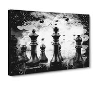 Chess Board Game Pieces No.2 Modern CB Canvas Print | Gallery Wrapped 30mm Frame Wall Art | 24x16 inches | Ready to Hang | Modern Picture | Living Room Bedroom Lounge Office