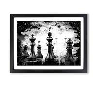 Chess Board Game Pieces No.2 Modern CB Framed Print | A3 Black Framed Wall Art | Ready to Hang | Modern Video Game Picture | Living Room Bedroom Lounge Office