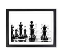 Chess Board Game Pieces No.2 Modern Framed Print | A4 Black Framed Wall Art | Ready to Hang | Modern Video Game Picture | Living Room Bedroom Lounge Office