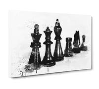 Chess Board Game Pieces Vol.1 V4 Canvas Print | Gallery Wrapped 30mm Frame Wall Art | 24x16 inches | Ready to Hang | Modern Picture | Living Room Bedroom Lounge Office