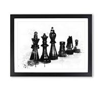 Chess Board Game Pieces Vol.1 V4 Modern Framed Print | A3 Black Framed Wall Art | Ready to Hang | Modern Video Game Picture | Living Room Bedroom Lounge Office