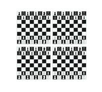 Chess Board Glass Drinks Coaster Set, Square Set of 4 Non-Slip Coasters Board Game Gifts