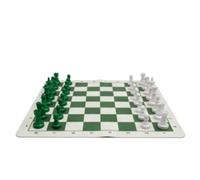 Chess Board Interactive Game with Non-Slip Base for Family Nights and Education, Wooden Pieces Size 35x35cm (Green and White)