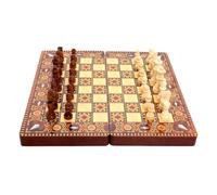 Chess Board Premium Chess Foldable Set Intellectual Entertainment Game Portable 3-in-1 Luxury Knight Checkers Gift Game (Brown3)