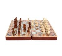 Chess Board Premium Chess Foldable Set Intellectual Entertainment Game Portable 3-in-1 Luxury Knight Checkers Gift Game (Brown1)