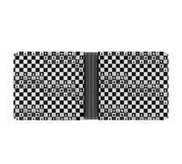 Chess Board Print Mens Wallets PU Leather Wallet Coin Purse Card Holder with ID Window