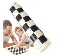 Chess Board - Tournament Mat, Soft Game Board, Rollable Checkers, Compact Folding Design, Party Gathering Supply, Top Performance Sports Category, Green White Grid Non Slip Fabric 190