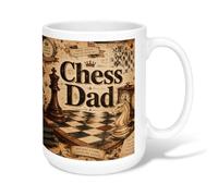Chess Ceramic Coffee Mug, Vintage Classic King Knight None Brown Novelty Hot Chocolate Mug with Handle Ideal for Friends Family Lovers Eldership Senior Co-Worker 15 Oz