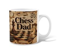 Chess Ceramic Coffee Mug, Vintage Classic King Knight None Brown Novelty Office Drinking Cup with Handle Ideal for Friendship Family Colleague Staff Sweetheart Teachers 11 Oz
