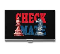 Chess Check Mate Business Card Wallet Credit Card Holder Metal Square Small Pocket Purse