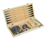 Chess Checkers Backgammon Set, Deluxe 3-in-1 Wooden Folding Chess, Checker & Backgammon Board Game Combo Set, Portable Travel Game Set for Kids & Adults
