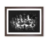 Chess Checkmate Paint Splash Modern Art Framed Print | A3 Walnut Framed Wall Art | Ready to Hang | Modern Nature Picture | Living Room Bedroom Lounge Office