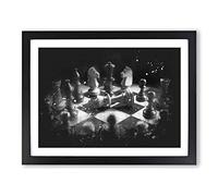 Chess Checkmate Paint Splash Modern Art Framed Print | A4 Black Framed Wall Art | Ready to Hang | Modern Nature Picture | Living Room Bedroom Lounge Office