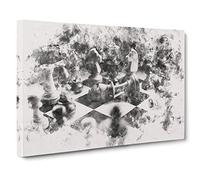 Chess Checkmate Watercolour Canvas Print for Living Room Bedroom Home Office Décor, Wall Art Picture Ready to Hang, 30 x 20 Inch (76 x 50 cm)