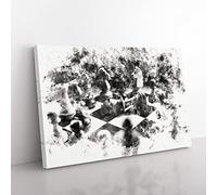 Chess Checkmate Watercolour Modern Canvas Wall Art Print Ready to Hang, Framed Picture for Living Room Bedroom Home Office Décor, 76x50 cm (30x20 Inch)