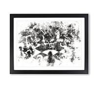 Chess Checkmate Watercolour Modern Framed Print | A2 Black Framed Wall Art | Ready to Hang | Modern Historical Picture | Living Room Bedroom Lounge Office