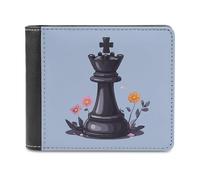 Chess Chessmen Chessboxing Queen Men's Bifold Wallet Slim Cash Card Holder Leather Purse