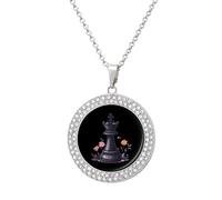 Chess Chessmen Chessboxing Queen Women's Diamond Necklace Alloy Pendant Necklaces Jewelry Gifts Silver-style