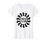 Chess Club Logo Design - Knight Chess Pieces Circle Graphic Value Graphic T-Shirt, Women, White, S