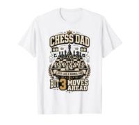 Chess Dad 3 Moves Ahead Funny Chess Player Father Value Graphic T-Shirt, Men, White, XL