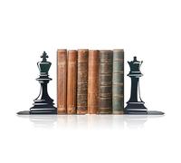 Chess Decor International Chess Bookends - Exquisite Decorative Book Ends for Shelves, Vintage Style Giant Chess Pieces, 6.57x5.91x1.18 inches