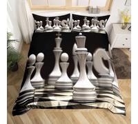 Chess Duvet Cover 155x220 cm Chess Bedding Quilt Cover 3 Pcs, 3D Children and Adults Print Reversible Bedding Set Ultra Soft Brushed Microfiber Bed Set Bedroom Decor, 2 Pillowcases b3848