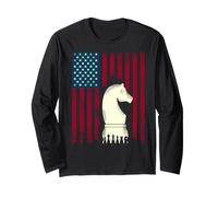 Chess Flag USA Horse Grand Master Matt King Strategy Long Sleeve T-Shirt