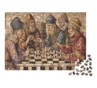 Chess Game Historical Figures 1000 Piece Jigsaw Puzzle Paper for Adults Night View Puzzle Game for Family Relaxation Focus 70x50cm/1000pcs