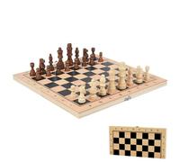 Chess Game with Reversible Wooden Checker Board Game - Portable Board Game for Family Learning and Competitive Training
