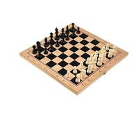 Chess Games 3-in-1 Chess Checkers Draughts Backgammon Set Folding Wooden Chess Board Portable for Kids and Adults(34 * 34cm)