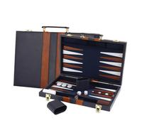 Chess Games Large Backgammon Sets for Adults Classic Board Games for 2 Players Adults and Kids Quality PU Leather Case(Blu,15inch)