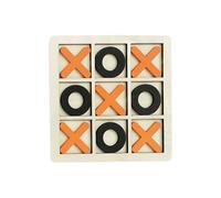 Chess Games Wooden Board Tic Tac Toe Game XO Table Toy Classical Family Children Puzzle Game Educational Toys(Orange-Black)