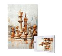 Chess Geometric Polygonal Abstract Colorful Personalised 1000 Piece Wooden Jigsaw Puzzle For Adults, Custom Portrait Picture