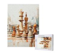 Chess Geometric Polygonal Abstract Colorful Personalised 500 Piece Wooden Jigsaw Puzzle For Adults, Custom Portrait Picture