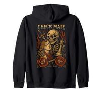 Chess Grim Reaper Skull Checkmate Gothic Chess Lover Zip Hoodie