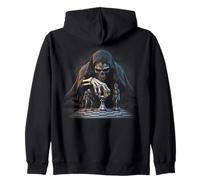 Chess Grim Reaper Skull Checkmate Gothic Chess Lover Zip Hoodie